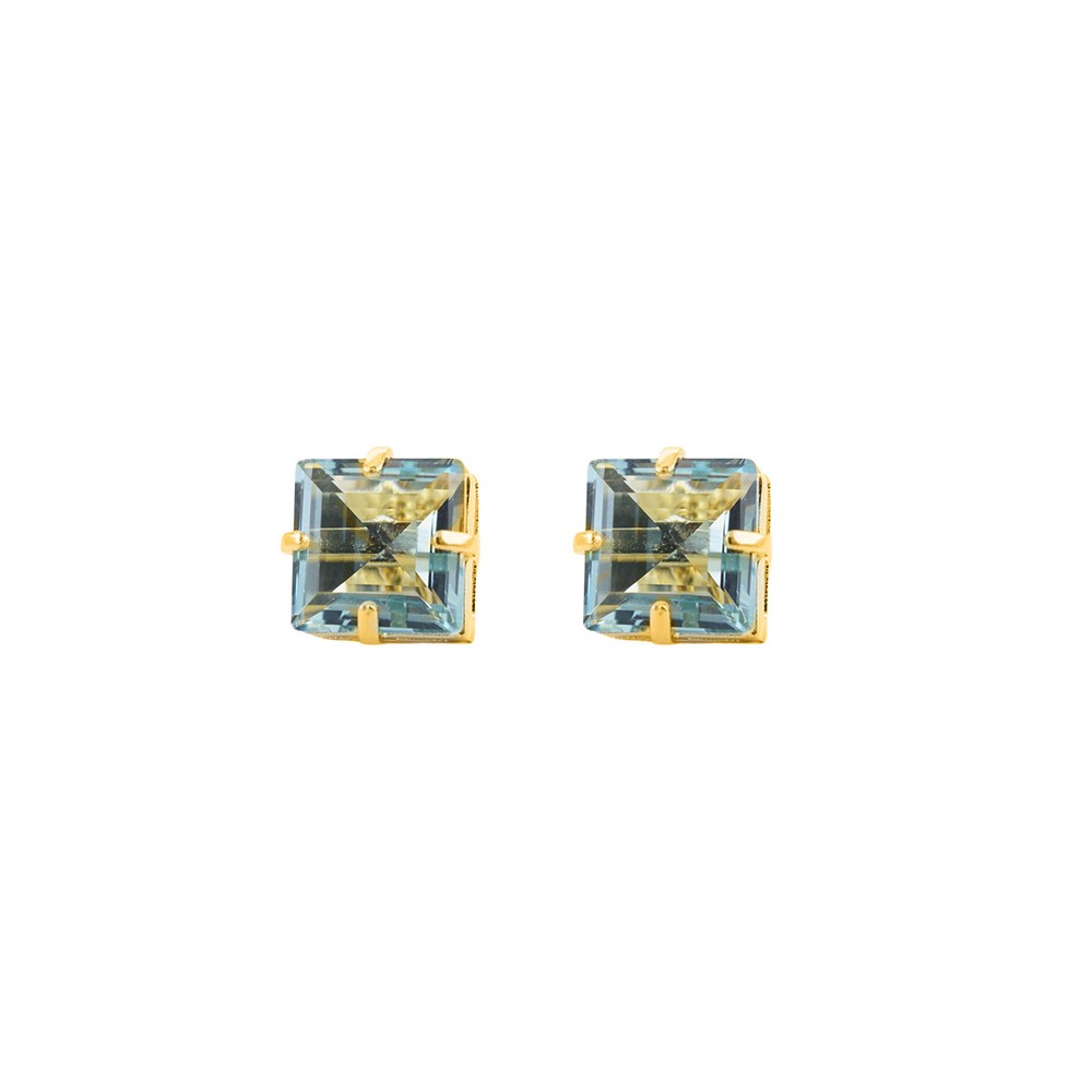 Imagem do produto  Brinco Desejo Quadrado com Cristal Lapidado Azul Folheado a Ouro 18k