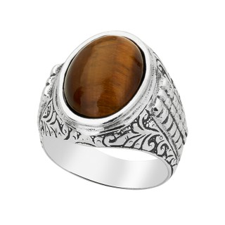 Anel - Fibula 100% Prata & Olho de Tigre | Ring – Fibula 100% Silver and Tiger Eye