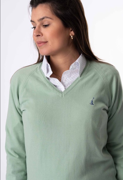 Sweater Feminino Monaco Gola V 015449 Verde