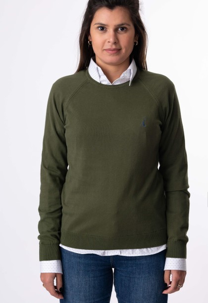Sweater Feminino Barcelona Gola U 015450 Verde Oscuro