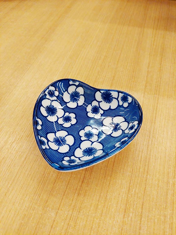 Prato Ceramica Coração Cherry Blue