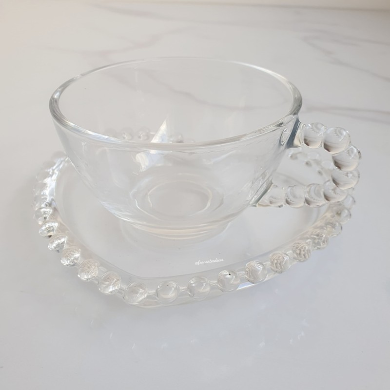Xícara de Chá de Cristal Coração Pearls 180ml