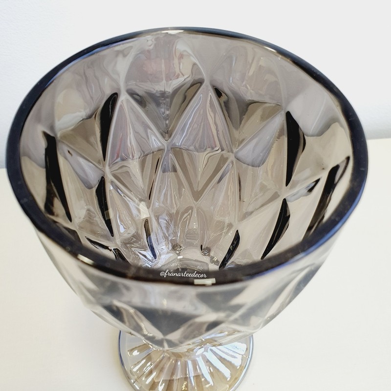 Taça Para Água de Vidro Diamond Cinza Metalizado