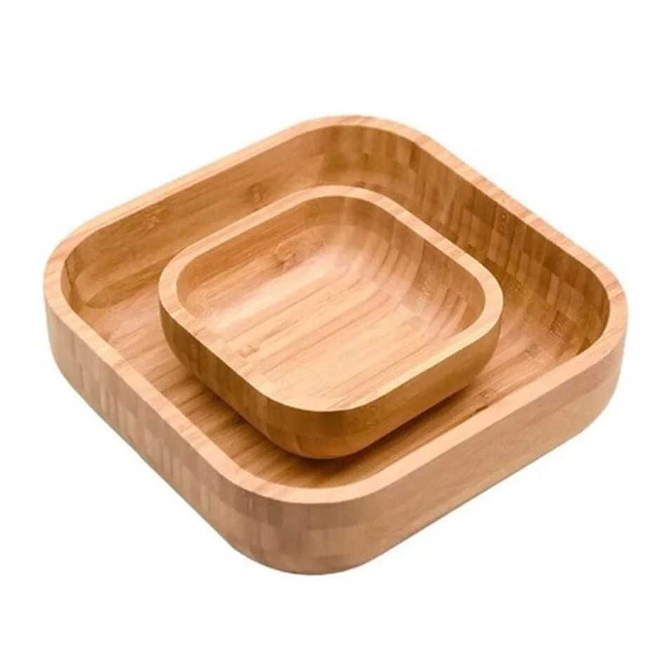 Kit 2 Bowls de Bambu Quadrado 