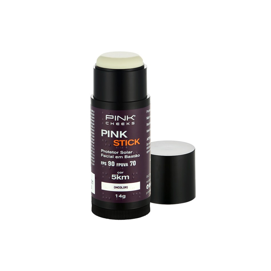 Pink Stick 5Km - Filtro solar Facial de altíssima proteção incolor - FPS 90 PPD 70 - 14g - Pink Cheeks