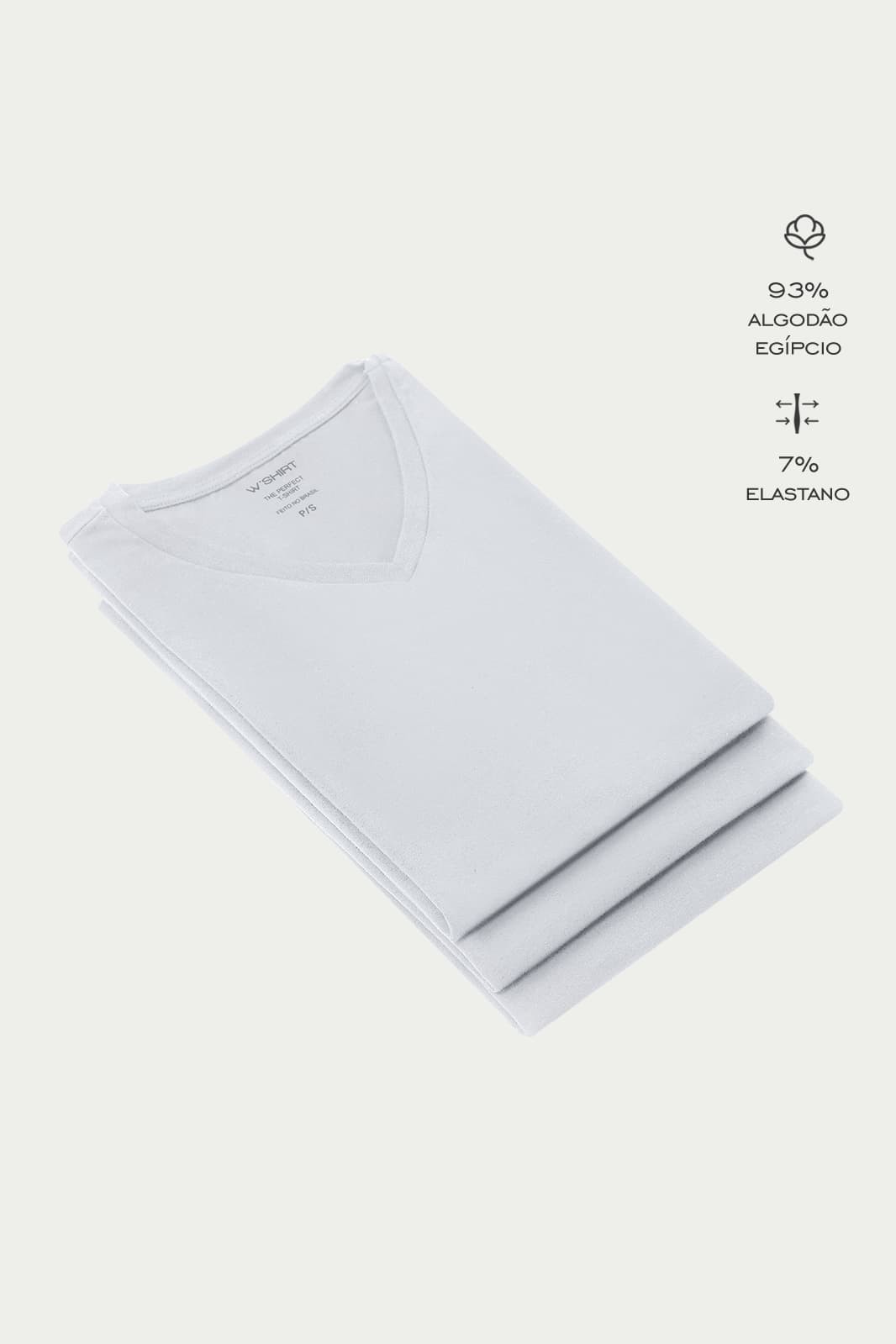 Kit Camiseta Básica Algodão Egípcio Gola V Branca